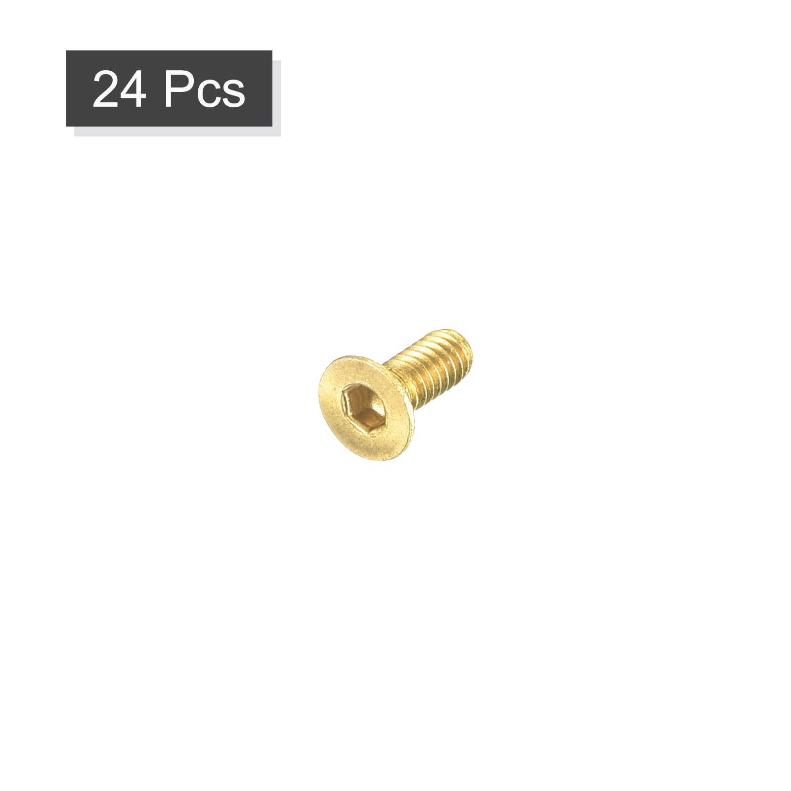 QUARKZMAN Viti a Testa Piatta con Esagono Incassato, M2-0.4 x 5mm Viti a Testa Cilindrica Piana con Guida Esagonale Interna in Ottone, 24pz