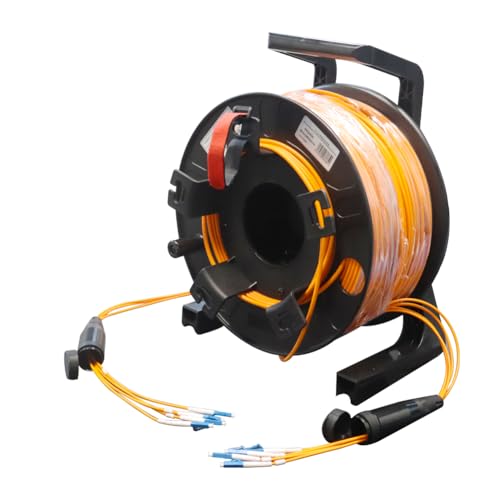 100 Meters 4 Core Industrial TPU LC to LC Outdoor Sheathed Fiber Optic Cable with Spool, 4 Strands Single Mode Fiber Patch Cable with LC Connectors, 9/125um, 5.0mm, Direct Burial LC-LC by E-link - Used condition - US$215.37