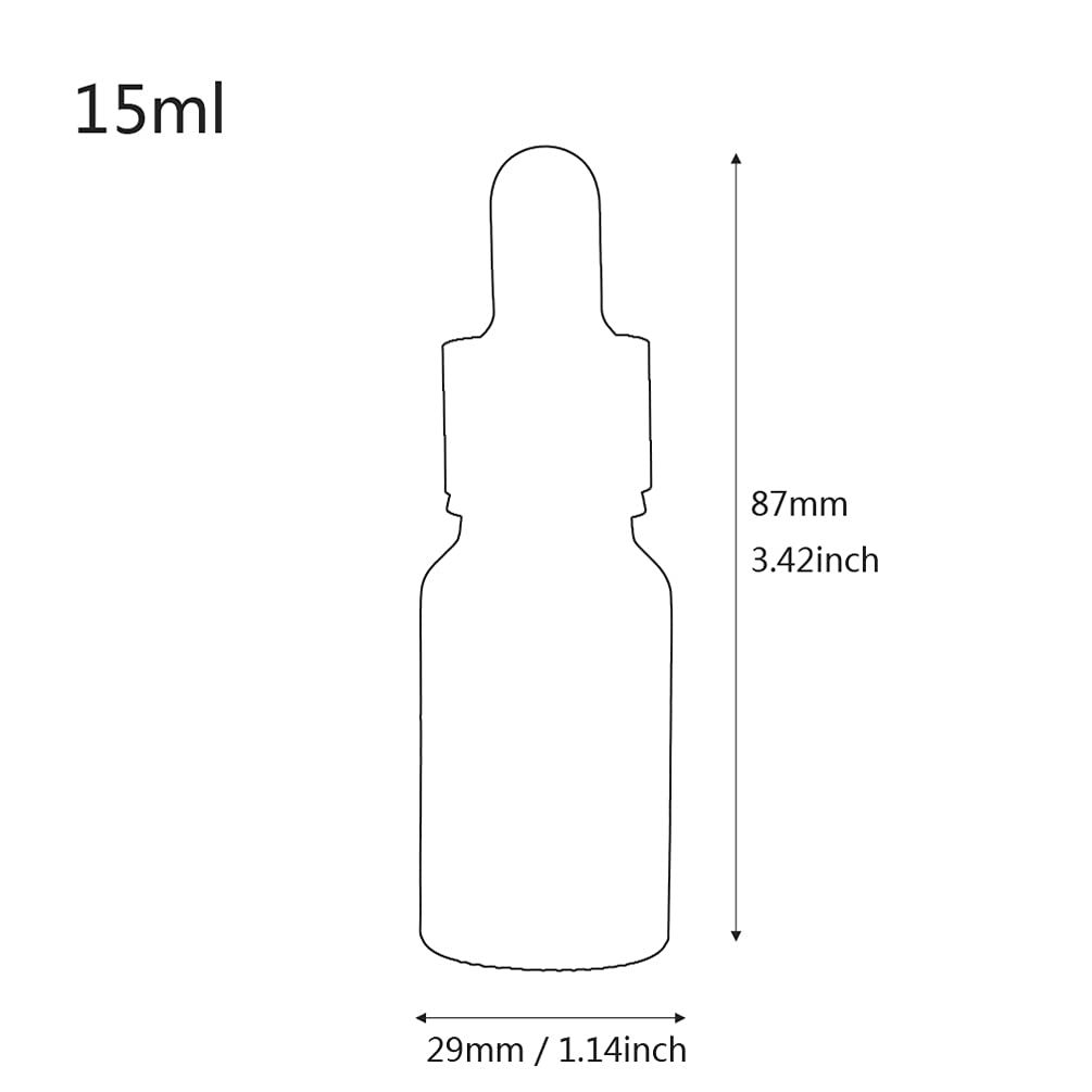 Opakowanie 24 butelek z zakraplaczem z matowego czarnego szkła o pojemności 15 ml, ze szklaną pipetą, małe olejki eteryczne, aromaterapia, mieszanki, fiolki, czarna metalowa nasadka w zestawie