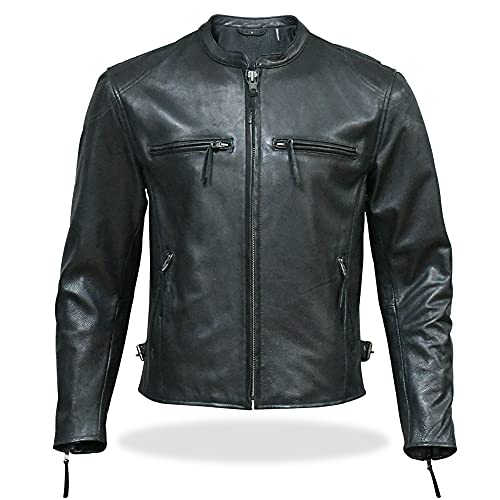 First Manufacturing Co - Indy - Men's Motorcycle Leather Jacket (Black,Small)