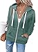 Tomwell Felpa con Zip Cappuccio Donna in Peluche Giacca Sportiva Manica Lunga con Tasche Tinta Unita Cardigan Casual per Fitness Running Verde XS