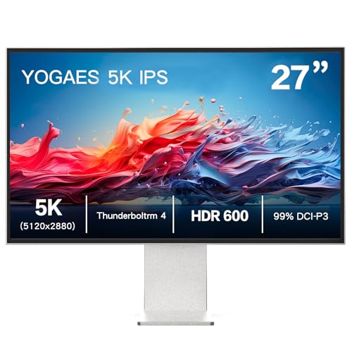AtomFun Monitor da 27 pollici 5K con pannello IPS, corpo e supporto interamente in lega di alluminio 5K (5120 × 2880), sRGB 100%, 99% DCI-P3, NTSC 99%, USB-C (Type-C), regolabile in altezza