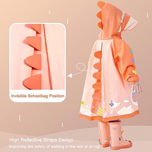 Image of Toddler Raincoat for Boys Girls Rain Poncho Waterpoof Kids Rain Jacket 3D Cartoon Hoodie Kids Rainwear M Size 3-4 Years
