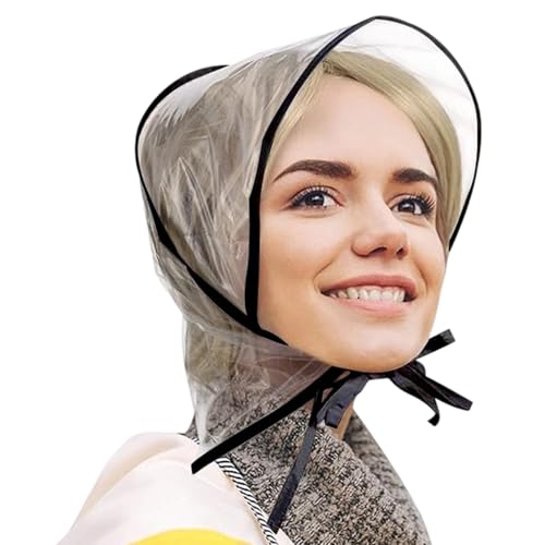 Generisch Sombreros de lluvia para mujer | Capucha reutilizable de polietileno con paraguas   Sombrero de lluvia transparente para hombre, para mujeres, novia, madre, viajes, compras, jardinería y al