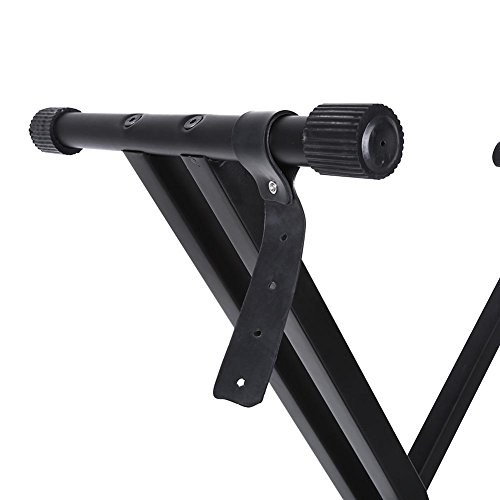 lyrlody Supporto per tastiera, doppio supporto per tastiera, telaio X, supporto per tastiera, supporto elettrico, per organi con piedini in gomma, nero, 95 x 43 cm