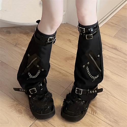 Image of HeiBai Xiong Punk Leg Warmers Women Hippie Gothic Y2k Harajuku Goth