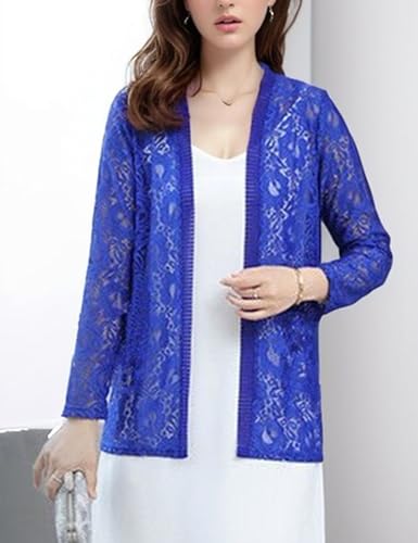 Image of FindThy Women's 3 /4 Sleeve Lace Cardigan Long Sleeve Open Front Floral Crochet Shrug Cover Up