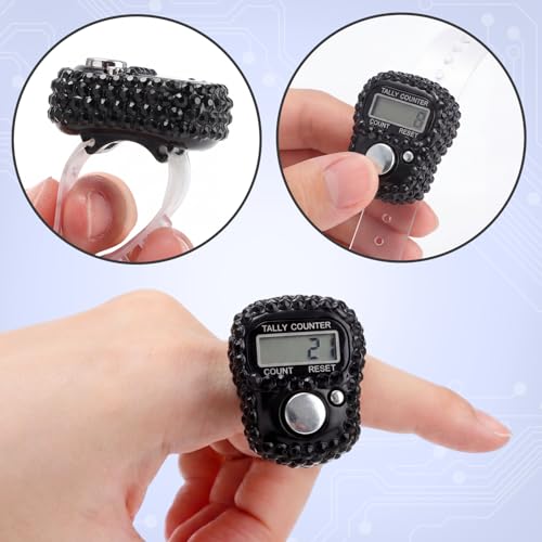 Image of Simgoing Electronic Finger Clicker Counter, Rhinestones Tally Tasbeeh Counter Gifts for Prayer Islamic Golf Counting Goods Lap Knitting Bling Accessories