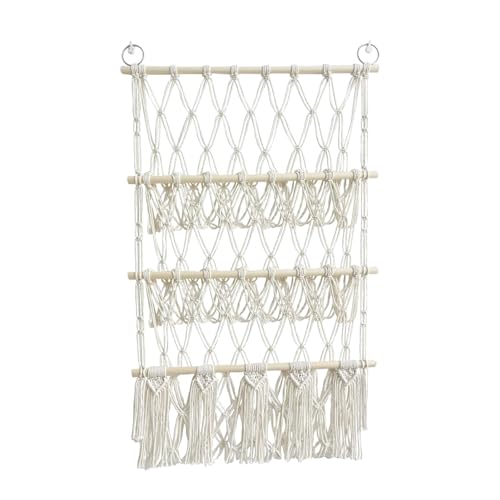 Red de juguete de macramé - Estante de pared de 3 niveles, estantes colgantes bohemios hechos a mano para muñecas, organizador decorativo para baño, dormitorio, habitación de los niños, decoración del