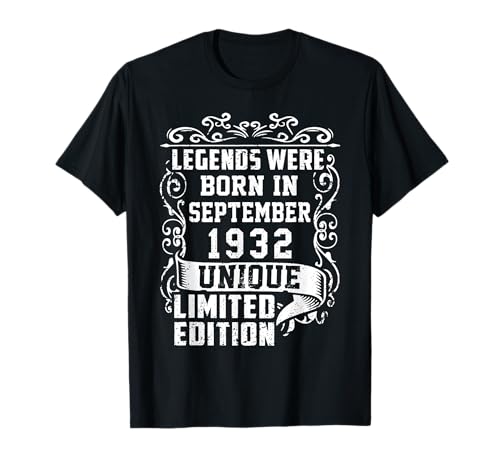Cumpleaños Septiembre 1932 Edición Limitada Regalo Vintage Camiseta
