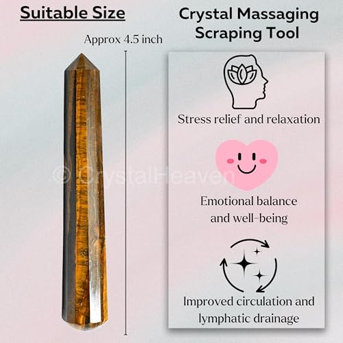 Image of Tiger Eye Crystal Wand - Pointed Crystal Wand for Energy Healing, Chakra Balancing, Meditation and Home Decor - Crystals and Healing Stones for Gift