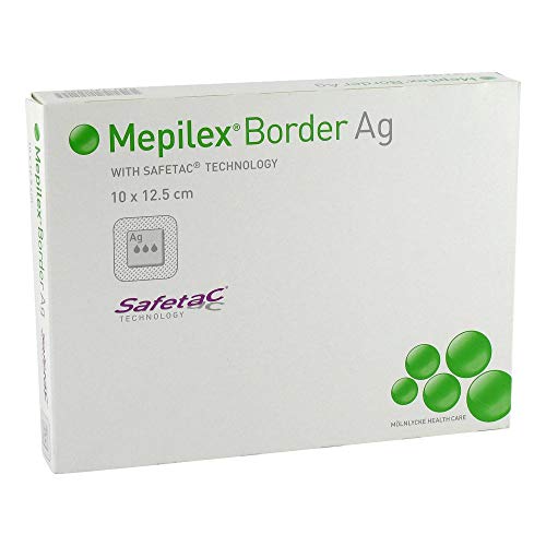 MEPILEX 395360 Border AG, antimicrobiana gasa de espuma absorbente, 10 cm x 12,5 cm (Pack de 5) Cover