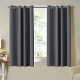 Turquoize Grey Blackout Curtain Panels for Bedroom- Thermal Insulated Solid Grommet Top Blackout Cur