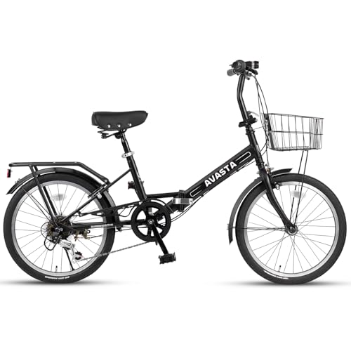 AVASTA Quartet 20 24 Inch Folding Bike with 7-Speed, Dual C-Brake, Fender, Rear Rack and Bicycle Basket, Mutiple Colors - Image 3