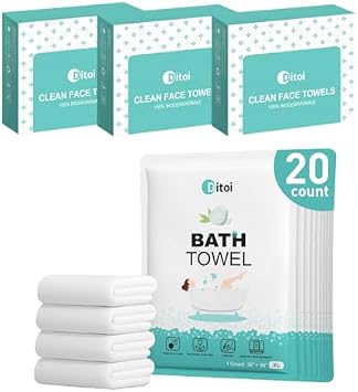 Ditoi Disposable Bath Towels 20 Count+ Face Towels 45 Count