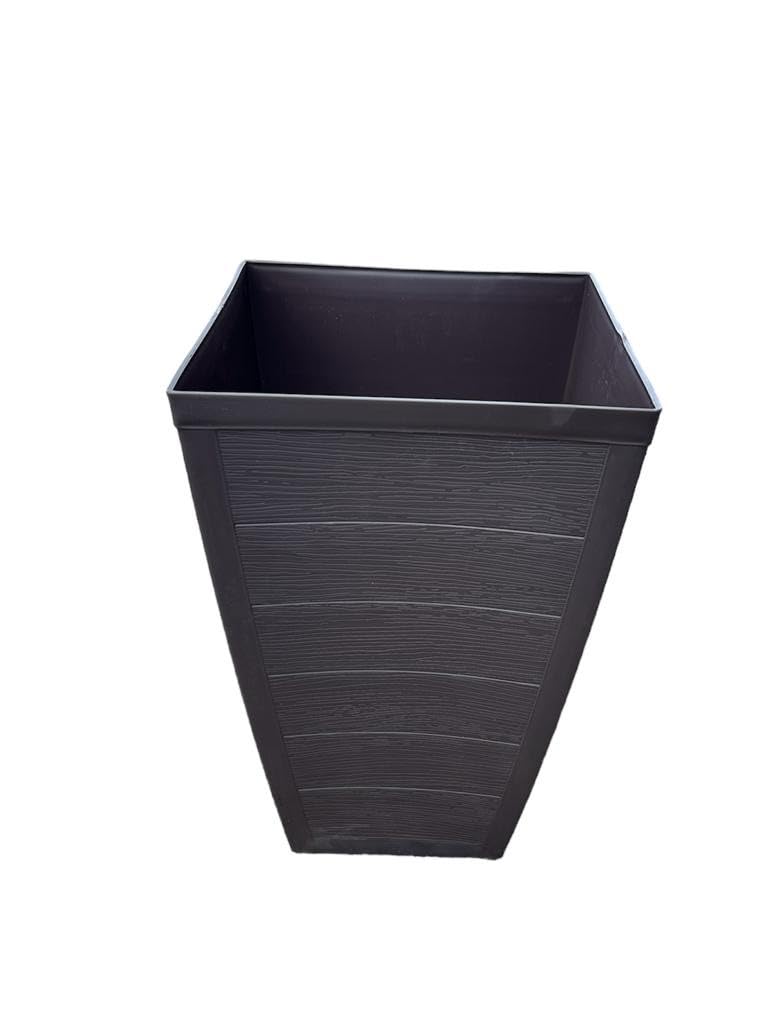 Tamersgifts Dark Brown Barrell Planter Tall Square Planters Plastic 45Cm Height Indoor/Outdoor (Dark Brown Barrell Planter)