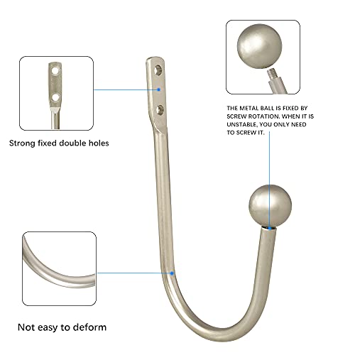 Curtain Holdback, 4 Pcs Wall Mounted Drapery Tiebacks With Screws, Heavy Duty Metal Decorative Window Drapery Holder Curtain Hook, Silver #TOP4