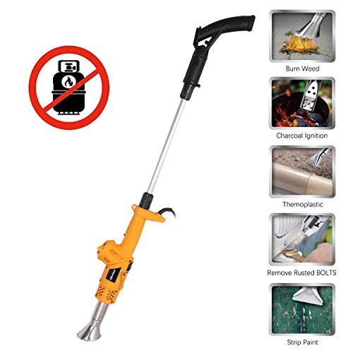 Wodesid Electric Weed Burner 2000W, 5-in-1 Function Lawnmower Weeder, Thermal Weeding Stick, Barbecue Igniter, Up to 1202℉, 1.8M Cable, 5 Nozzles Garden Tools