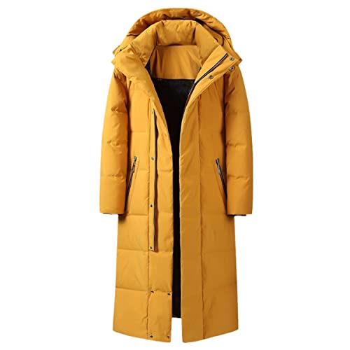 Manteau d'hiver homme grande taille doudoune longue jaune à capuche