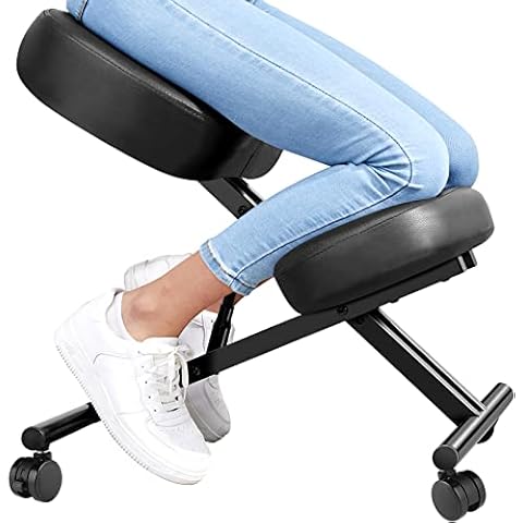 Ergonomic Kneeling Chair, Posture Corrective Chair, Angled Kneeling Chair, Adjustable Stool with Moulded foam cushion and Caster for Home & Office Cover