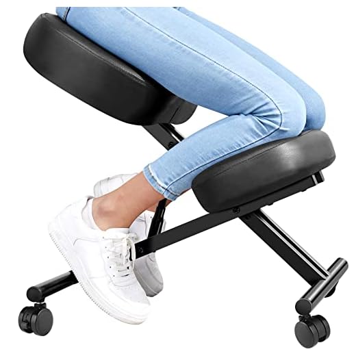 Silla Ergonómica de Rodillas para Postura Erguida - Taburete de Rodilla para Casa y Oficina, Ajustable Altura, 3" Cojines Gruesos, Marco de Metal, Piel Sintética