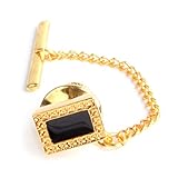 Rectangle Dark Screen Silver & Gold Tone Tie Tacks