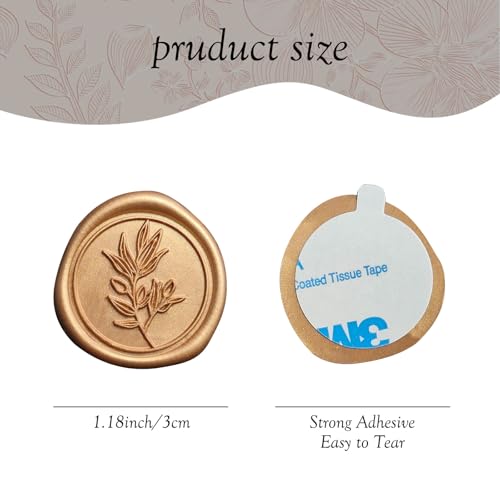 50 Pcs Antique Gold Wax Seal Stickers Self- Adhesive Wedding Invitation Seal Stickers, Perfect for Wedding Invitation, Envelopes Christmas Cards, Gift Wrapping, Good Adhesion and Easy to Use