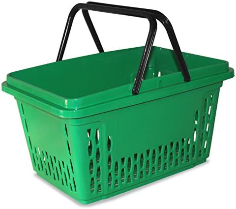 10 Paniers Courses Plastique 40 Litres - 2 Anses - Polypropylène Robuste - Couleur Rouge - Idéal Supermarché