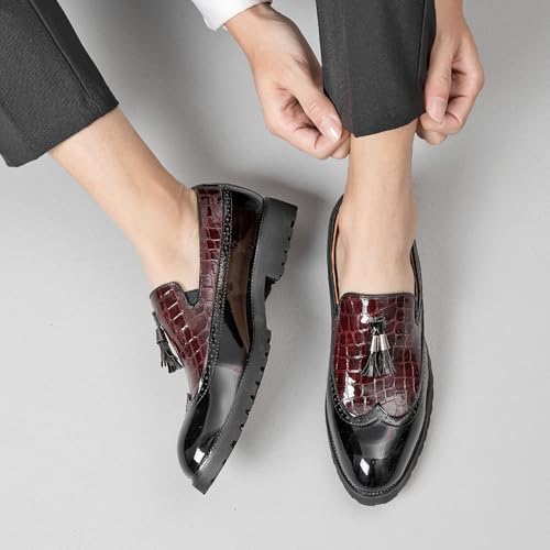 Men's Tassel Loafers Leather Wingtip Brogue Dress Shoes Casual Slip-On Business Work Office Shoes2