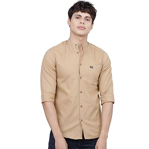 The Indian Garage Co Men Long Sleeve Slim Fit Shirt Khakhi - Image 2