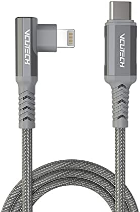 VCUTECH Lightning Data Cable to USB-C 1.1 ft/35 cm MFI Certified for DJI Mini 3 Pro/Mini 2/Air 2S/Mavic Air 2/Mavic 3 Remote Controller OTG Extension Cable Cord Accessories, 90 Degree Fast Charging