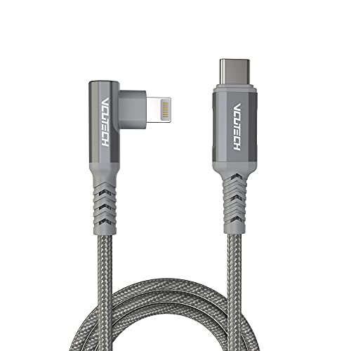 VCUTECH Lightning Data Cable to USB-C 1.1 ft/35 cm MFI Certified for DJI Mini 2/Air 2S/Mavic Air 2/Mavic 3 Remote Controller OTG Extension Cable Cord Accessories, 90 Degree Fast Charging/Syncing
