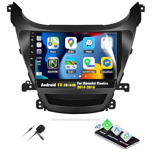 【2+64G】 Android 13 Car Radio for Hyundai Elantra 2014 2015 2016 with Wireless Carplay Android...