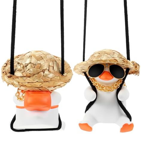 Rear View Mirror Hanging Accessories Swinging Duck for Car with Swing Sunglasses for Rear View Mirror (2.5 * 1.5 Inch)