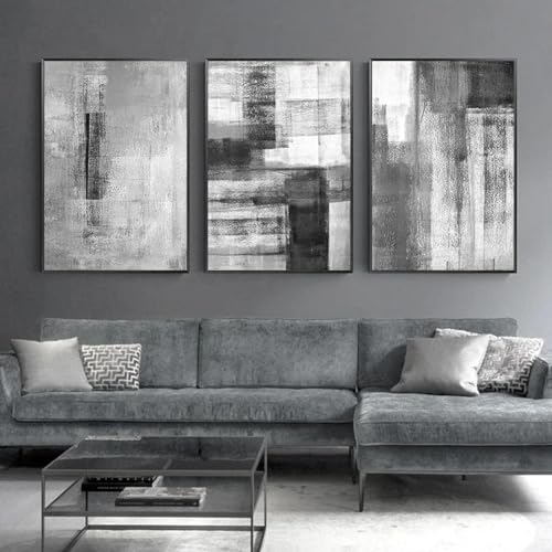 Peinture abstraite noir et blanc XINBAO, 3 toiles murales minimalistes 40x60cm pour salon