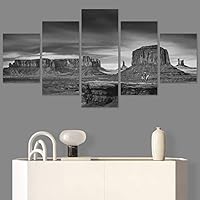 SIGNWIN 5 Panel Canvas Wall Art Monochromatic Mountains for Home Decorations Ready to Hang - 60