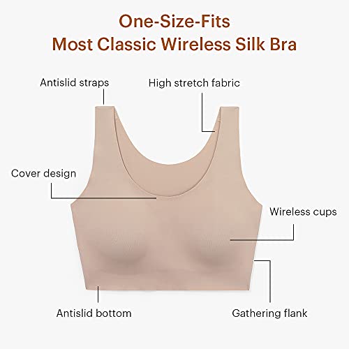 LilySilk Women's Wireless Silk Bra Classic Invisible Embrace Comfort Seamless Bra One Size2