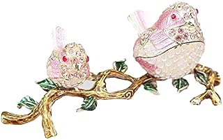 litulituhallo Bejeweled Pink Flamingos Trinket Box Crystal Jeweled Keepsake Ornament