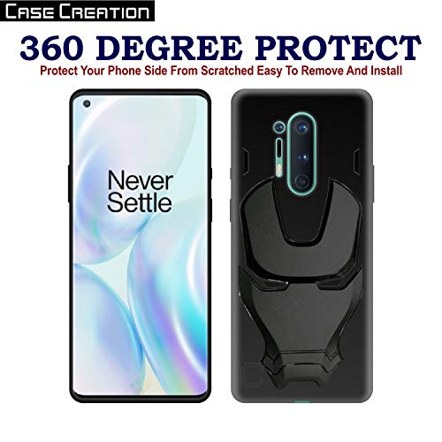 Image of COVERLY Official 3D Touch Feel Trending Avengers Logo Mask Soft Rugged Grip Silicone Iron Man Super Power Cartoon Movie Engraved Silicone Matte Back Cover for Oneplus 8 Pro -Black