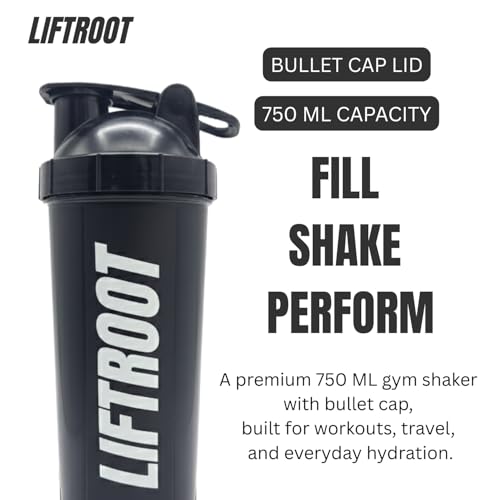 Image of Gym Shaker Bottle 750ml | BPA Free Protein Shaker with Leak-Proof Bullet Cap | Food Grade Plastic Shaker for Protein Shake, Pre-Workout, BCAA & Water