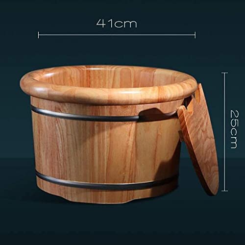 Balde de madera para baño de pies con tapa altura 25 cm miniatura 3