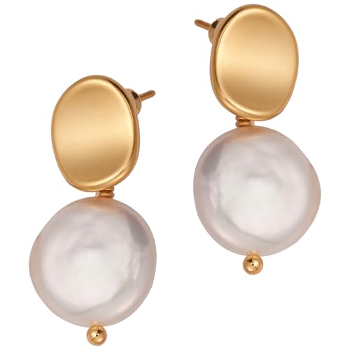 Baroque Pearl Drop Earrings for Women, 18K Gold Plated Dangle Earrings - image 1