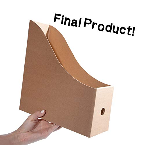 Kraft Corrugated Cardboard Magazine File Holders with Labels (8 Pack)