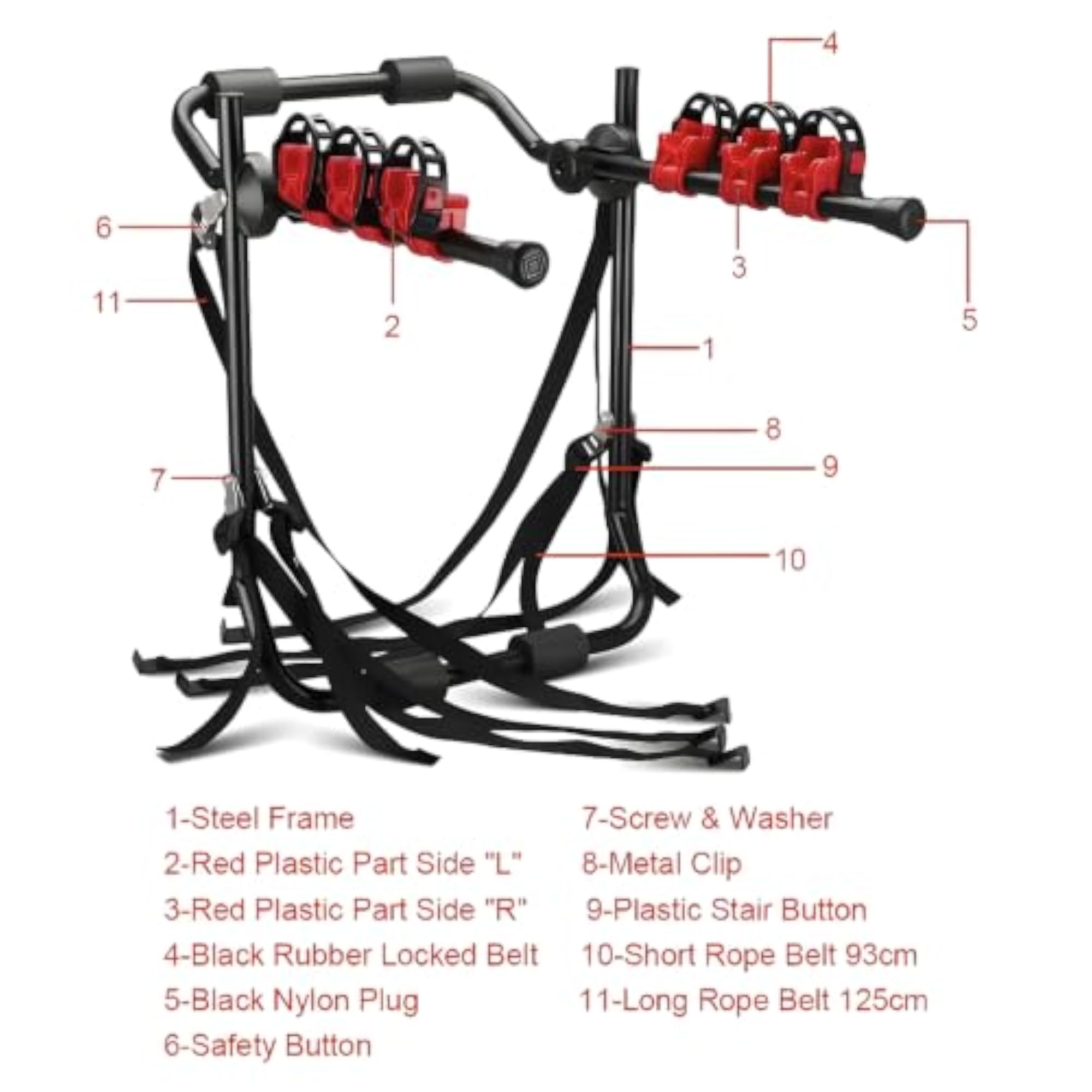 Universal Rear Mounted 3 Bike Car Carrier Rack
