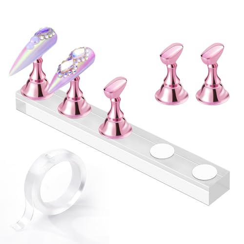 Image of Makartt Nail Stand: Press On Nails Stand Display Practice Art Magnetic Fake Nail Holder for Painting Nails Stand for False Nail Designs with Double-sided Tape for Home DIY Beginner Salon Supplies