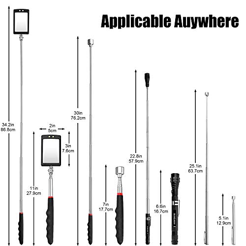 Magnetische telescopische pick-up grijper gereedschapsset inclusief 15 lbs/1,5 lbs met LED-licht/ronde/vierkante… - Image 3