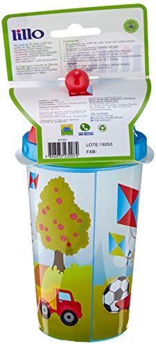 Copo com Canudo Retrátil - Lillo, Azul, 450 ml