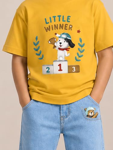 Image of KiddoPanti Boys Printed Co-Ords Set | 100% Cotton & Cottnon Spandex Woven | Drop Shoulder Tshirt with Jeans | Graphic Printed Design| Outerwear For Kids
