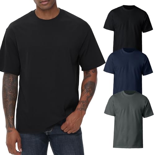 Image of KEEPSHOWING Mens Oversized T-Shirts, Cotton Loose Fit Crewneck Short Sleeve Casual Tees Workout Gym Basic Tops