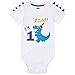 AMZTM Dinosaurio 1 año Cumpleaños Bodysuit Body de Manga Corta para Bebés Niños Dino 1er Cumpleaños Ropa de Bautizo Baby T-Rex Impreso Algodón Romper (Blanco, 90)